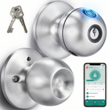 Smart fingerprint door lock with app control, biometric unlocking and backup key access