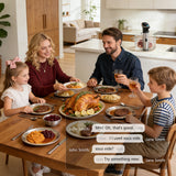 Family enjoying dinner prepared with a sous vide cooker in a modern kitchen