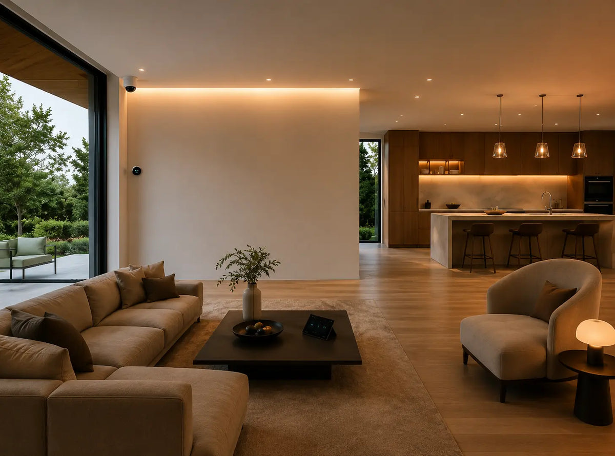 Connected smart kitchen appliances in a modern home interior
