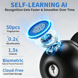 Smart door lock with AI fingerprint recognition, fast biometric unlocking and local data storage