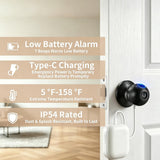 Smart door lock with low battery alarm, Type-C emergency power, temperature resistance and IP54 protection