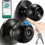 Smart fingerprint door lock with app control, biometric unlocking and backup key access